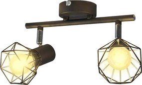 vidaXL Fekete ipari stílusú drótvázas spotlámpa 2 LED izzóval