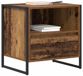 vidaXL Éjjeli asztal fiókkal Öreg fa 50 x 39,5 x 50 cm Faanyag