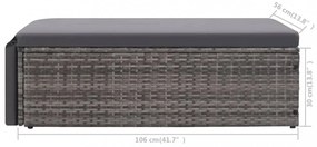vidaXL 2 részes szürke polyrattan kerti bútorszett párnákkal