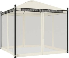 vidaXL krémszínű acél pavilon hálós oldalakkal 2,93 x 2,93 m