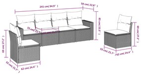 6 részes bézs polyrattan kerti ülőgarnitúra párnával