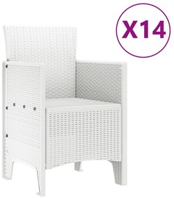 15 darabos Kert Étkező Szett Fehér Poli Rattan, Kert Asztal Fehér 250x100x73 cm Poli Rattan, Kert Asztal Fehér 150x100x73 cm Poli Rattan, Kert Székek 2 db Fehér Poli Rattan, Kert Székek 4 db Fehér Poli Rattan