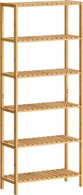 SONGMICS 6 szintes bambusz tárolópolc, 26 x 60 x 160,9 cm, természetes bézs