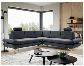 Kihúzható, kárpitozott L-alakú sarokülőgarnitúra praktikus tárolóhellyel AVESTA, antracit