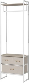 HOMCOM Ruhafogó Állvány 3 Anyag Fiókkal, Akasztós Rúddal és Tárolópolccal Előszobába, Hálószobába, Nappaliba 58.5x30x178 cm Natúr | Aosom