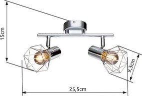 Globo 54802-2 Fali spotlámpa,fényes króm, HxSzxM:255x93x150mm, 2xE14 40W 230V izzók nélkül