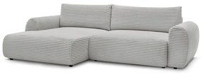 Világosszürke kordbársony kinyitható sarokkanapé (bal oldali) Lucien – Bobochic Paris