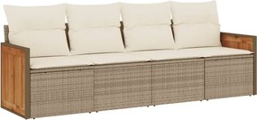 vidaXL 4 részes bézs polyrattan kerti ülőgarnitúra párnákkal