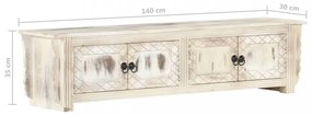 fehér tömör mangófa TV-szekrény 140 x 30 x 35 cm