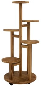 Fából készült virágállvány - 6 szintes kerekekkel