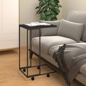 Fekete szerelt fa kisasztal kerekekkel 40 x 30 x 63,5 cm