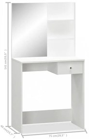 fehér faforgácslap öltözőasztal 75 x 40 x 141 cm