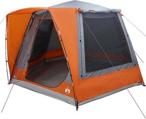 vidaXL Kempingssátor Kabin Szürke és narancssárga 420 x 420 x 227 cm