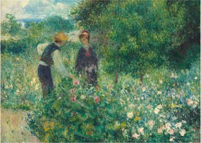 Üveg kép - Auguste Renoir, Picking Flowers, reprodukciók (70x50 cm)