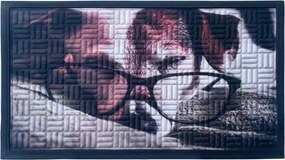 Lábtörlő kutya szemüveggel