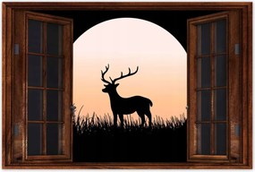 Poszter 60x40 Szarvas sziluett éjszaka