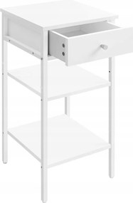 Éjjeliszekrény Éjjeli Asztal Fehér Fiók 2 Polc Loft Acél 35x35x70cm Matt