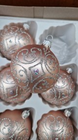 Karácsonyfadísz szett 6 db-os Üveg Rózsaszín csillámos