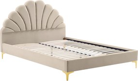 Ágy ágyráccsal, 160x200, bézs Velvet szövet, ISADORA