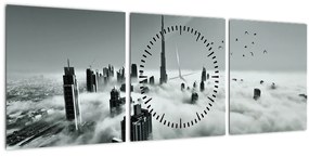 Kép - Felhőkarcolók Dubaiban (órával) (90x30 cm)