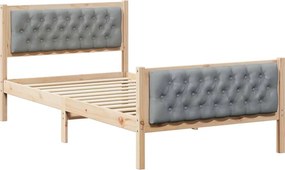 vidaXL Ágykeret fejtámlával Világosszürke 100 x 200 cm Tömör fenyőfa