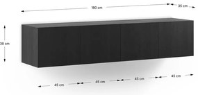 Fekete TV-állvány 180x38x35 cm Daroca – Marckeric