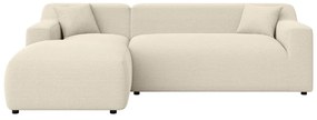 Bézs-krémszínű kordbársony sarokkanapé (bal oldali-heverő résszel) Martin – Ropez