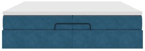 Ottomán ágykeret matracokkal Sötétkék 200x200cm bársony
