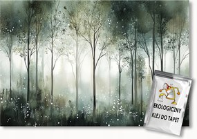 Fotótapéta Flizelina Tájkép Grafika Erdő Zöld Fák Köd 368x254 ragasztó