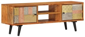 tömör akácfa és fém TV-szekrény ajtókkal 112 x 30 x 40 cm