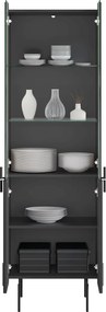 Malmi vitrines szekrény 60 cm négyajtós - matt fekete / fekete lábak