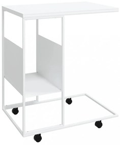 fehér szerelt fa kisasztal kerekekkel 55x36x63,5 cm