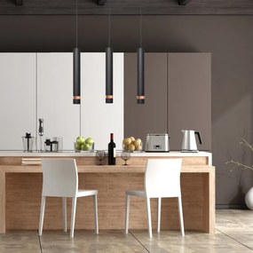 LED Csillár zsinóron TUBA 3xGU10/4,8W/230V fekete/réz