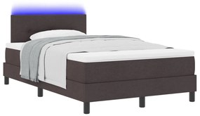 Box Spring Ágy Matraccal &amp; LED Sötétbarna 120x190 cm Szövet