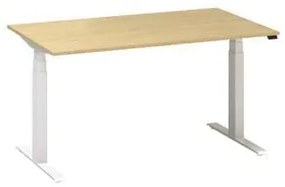 Alfa Office  Alfa Up állítható magasságú irodai asztal fehér lábazattal, 140 x 80 x 61,5-127,5 cm, bükk Bavaria mintázat%