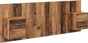 vidaXL Fejtámla Szekrénnyel fiókkal fejtámlával 3 pcs Öreg fa Faanyag