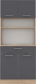Négyajtós szekrény, artisan tölgy/grafit, DOMIS NEW