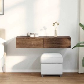 Falipolc fiókokkal barna tölgy 100x36x19 cm műszaki fa