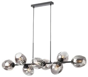 Redo 01-2622 - Csillár zsinóron PIERCE 8xE27/42W/230V fekete/füstös