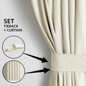 Krémszínű bársony dimout (részleges sötétítő) függöny 140x270 cm Pleat – Restilo