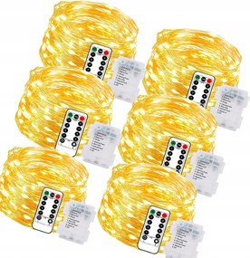 3db 50 LED-es, vonallámpa, meleg fehér fény, elemmel működik