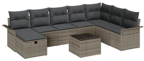 Kerti Kanapé Szett párnával 9 pcs Szürke 297.5 x 187.5 x 85 cm