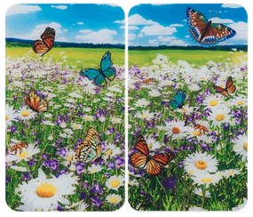 Edzett üveg tűzhely fedőlap szett 2 db-os 52x30 cm Summer Meadow – Maximex