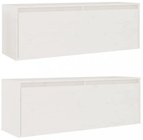 2 darab fehér tömör fenyőfa faliszekrény 100 x 30 x 35 cm