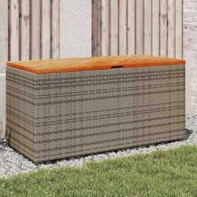 Szürke Polyrattan És Akácfa Kerti Tárolóláda 110 X 50 X 54 Cm