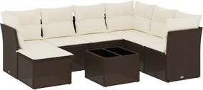 vidaXL 8 részes barna polyrattan kerti ülőgarnitúra párnákkal