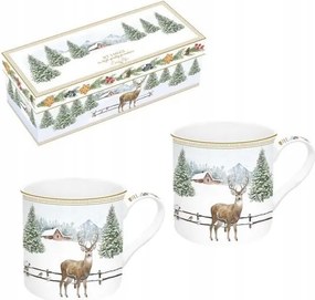 Porcelán Bögrék White Forest Szarvas Télen Bögre Szett x 2 db