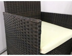 Aldotrade GardenLine rattan kerti garnitúra, barna + krémszínű ülőpárna