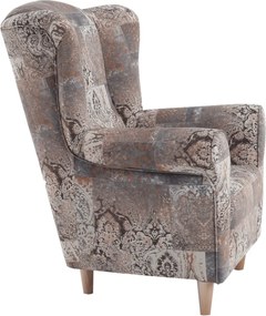 Füles fotel, szövet vintage barna, CHARLOT