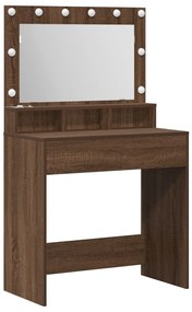 Sminktükör LED Fénnyel, Barna Tölgy, 79x41x135 cm